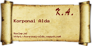 Korponai Alda névjegykártya